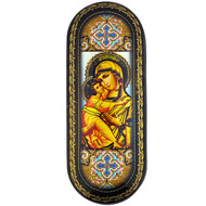 Virgin of Vladimir Vested in Earth Tones - Beautiful Lacquered Eyeglass icon Case Box