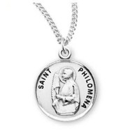 St. Philomena Sterling Silver Medal with Chain 18"