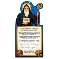 St. Benedict Wood Wall Plaque, 3" W x 6" H