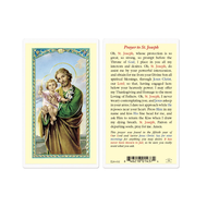 St. Joseph Laminated Holy Card Printed in Italy