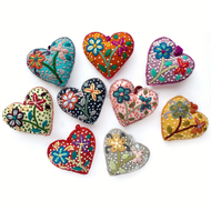 Colorful Assorted Embroidered Heart Ornament, Hand made in Peru, South America