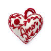 AMOR White Heart Embroidered Ornament Handmade in Peru