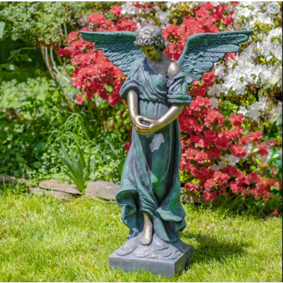 45" Tall Standing Magnesium Angel Statue with Open Wings