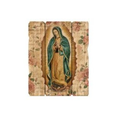 Our Lady of Guadalupe Large Vintage Plaque with Hanger 11 1/4" x 14" , Made in Italy