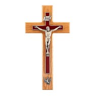 Confirmation Crucifix with Dove - Red, 10", Made In the USA