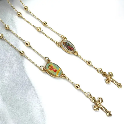 18K Gold Filled Divine Child or Guadalupe Virgin Rosary
