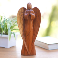 Angel In Peace Wood Sculpture Handmaid in Indonesia