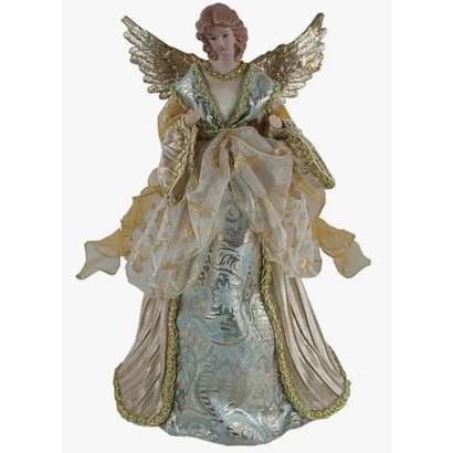 16" Aqua and Gold Angel Tree Toper