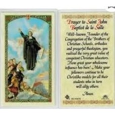 St. Saint John Baptist De La Salle With A Teacher's Prayer - Laminated Holy Card