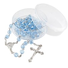 Light Blue Glass 6mm Bead Rosary