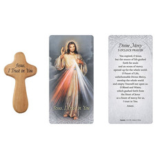 Hand-Held Prayer Cross with Card - Divine Mercy
