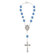 Blue Imitation Pearl 8mm Bead Auto Rosary