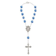 Blue Imitation Pearl 8mm Bead Auto Rosary