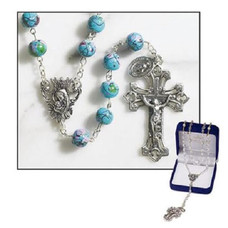 8mm Turquoise Glass Bead Rosary