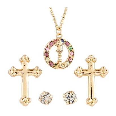 Multi-Colored Chalice Pendant and Earrings Set