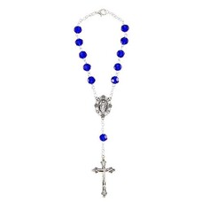 Miraculous Medal Auto Rosary Blue Christal