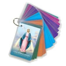 Spanish Laminated Rosary Pray Card Set