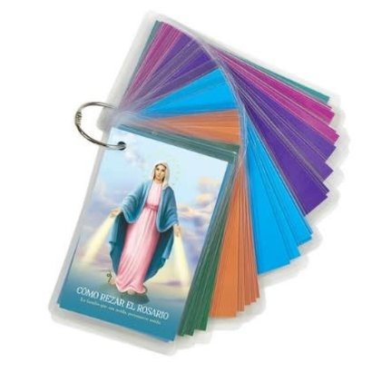 Spanish Laminated Rosary Pray Card Set