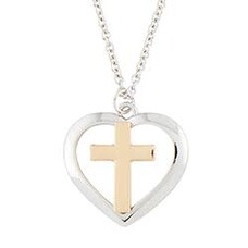 Cross In Heart Necklace, 18" Chain