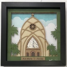 Ave Maria Church  Art Frame Black,  8-3/4" x 8-3/4" , Hand -Made