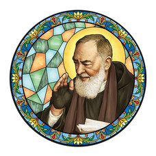 St. Pio Stained Glass Decal