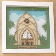 Ave Maria Church  Art Frame White,  8-3/4" x 8-3/4" , Hand -Made