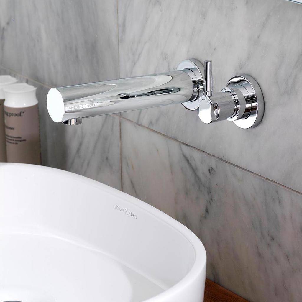Victoria Albert Tubo 17 Wall Mounted Basin Faucet Brushed Nickel Victoria Albert Tubo 17 Wall Mounted