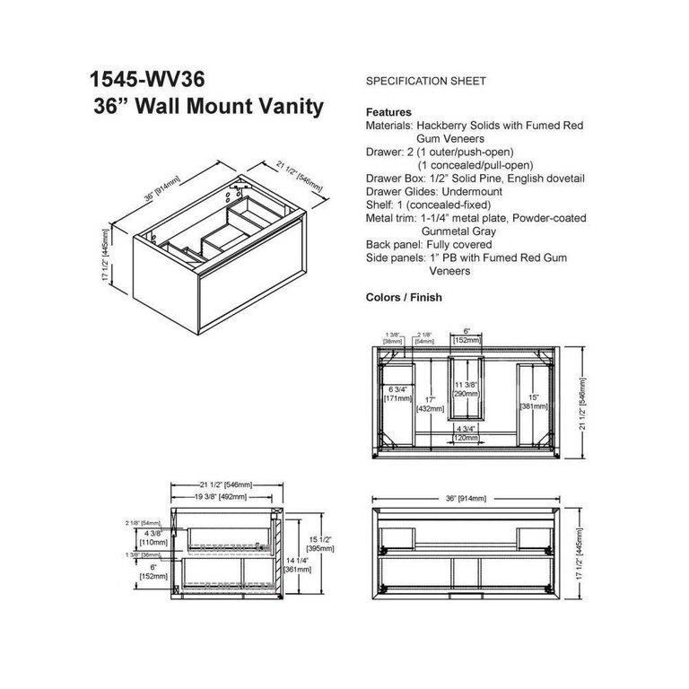 Fairmont Designs 1545 V36 M4 36 Vanity Smoke Home Comfort Centre Fairmont Designs 1545 V36 M4 36 Vanity, Fairmont Designs M4 36 Vanity