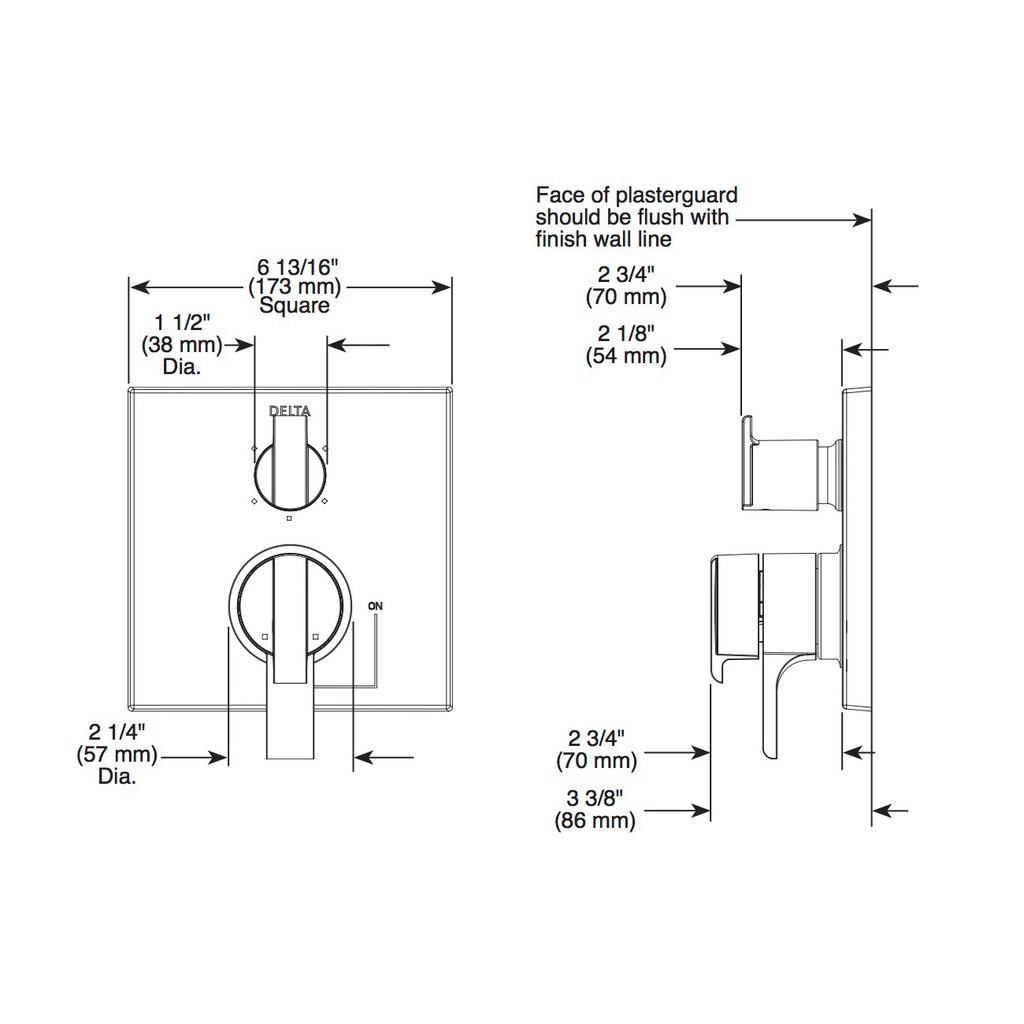 Delta T27967 Angular Modern Monitor 17 Series Valve Trim 6 Setting