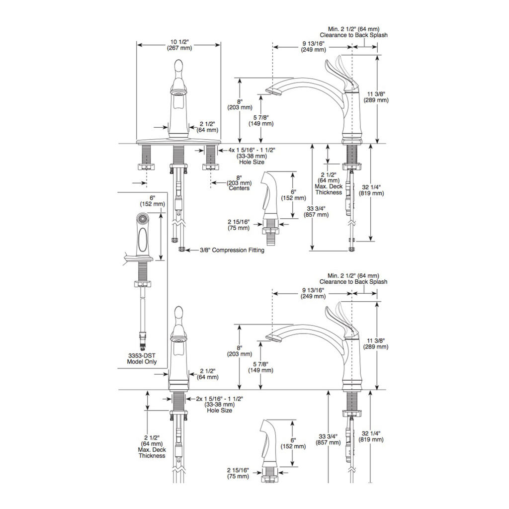 Delta 1353-dst linden single handle kitchen faucet chrome
