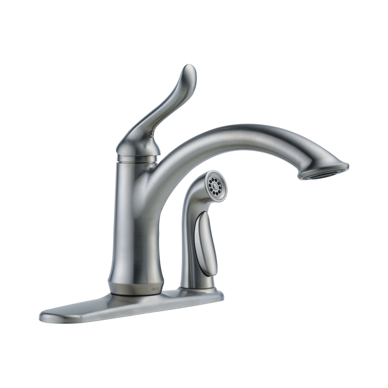 Delta linden single handle kitchen faucet in stainless