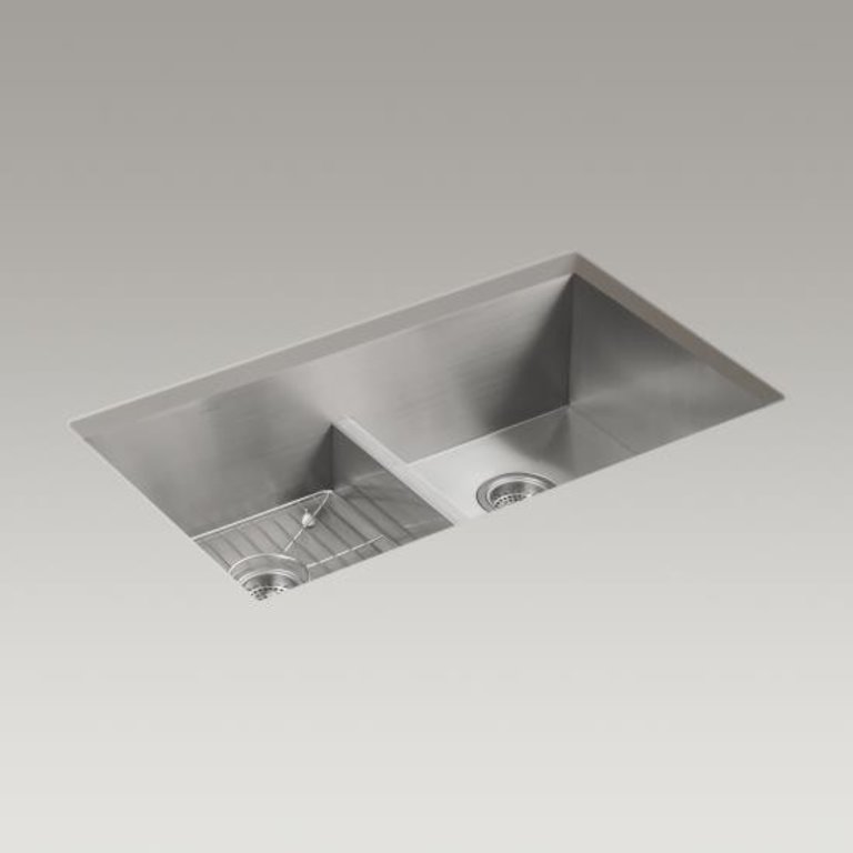 Kohler Kohler K3838 Vault 33 X 22 Smart Divide Double Equal Kitchen Sink 3 Faucet Holes