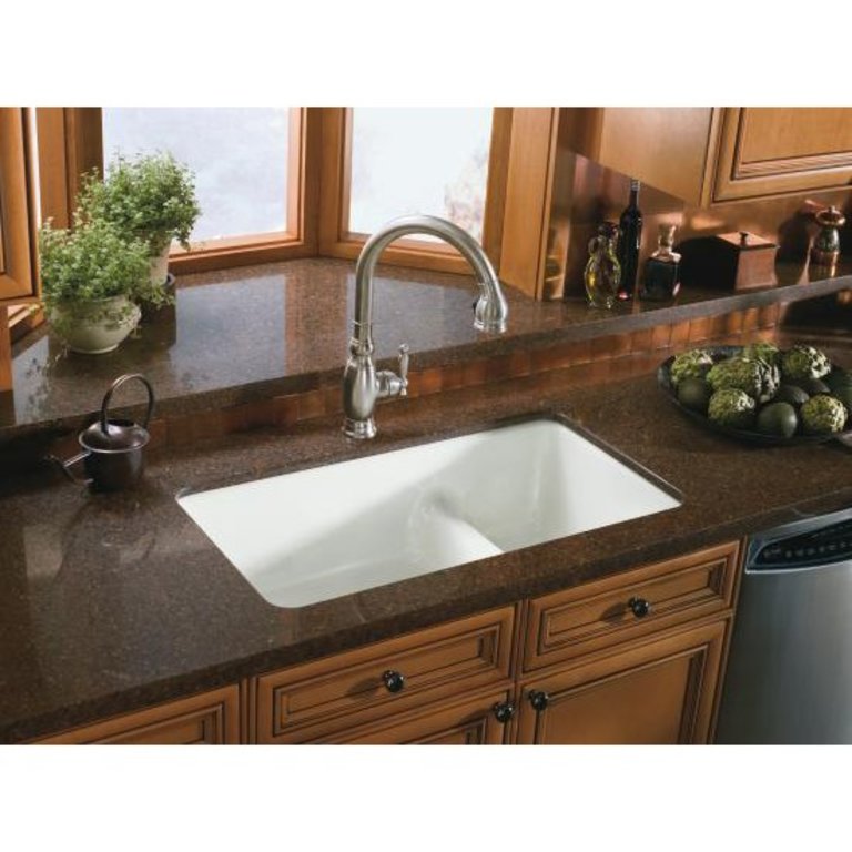 Discontinued Kohler Kitchen Sinks Cast Iron : Faucet.com | K-6349-0 in White by Kohler / Discontinued kohler kitchen sinks cast iron.