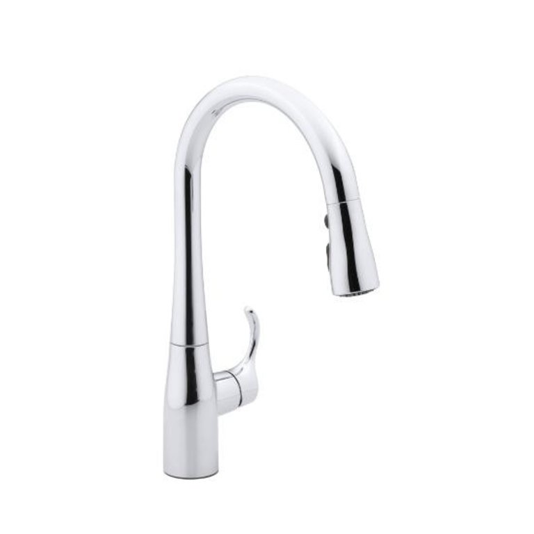 Kohler 597 Cp Simplice Single Hole Or Three Kitchen Sink Faucet With 15 3 8 Pull Down Spout Docknetik Magnetic Docking System And A