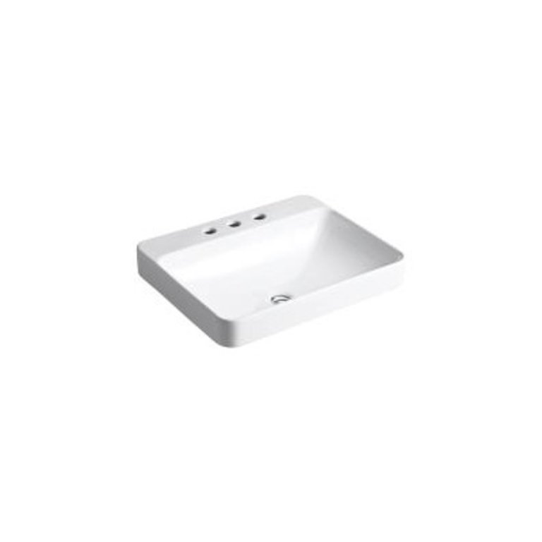 Biscuit KOHLER K-2660-1-96 Vox Rectangle Vessel Above-Counter Bathroom Sink with Single Faucet Hole