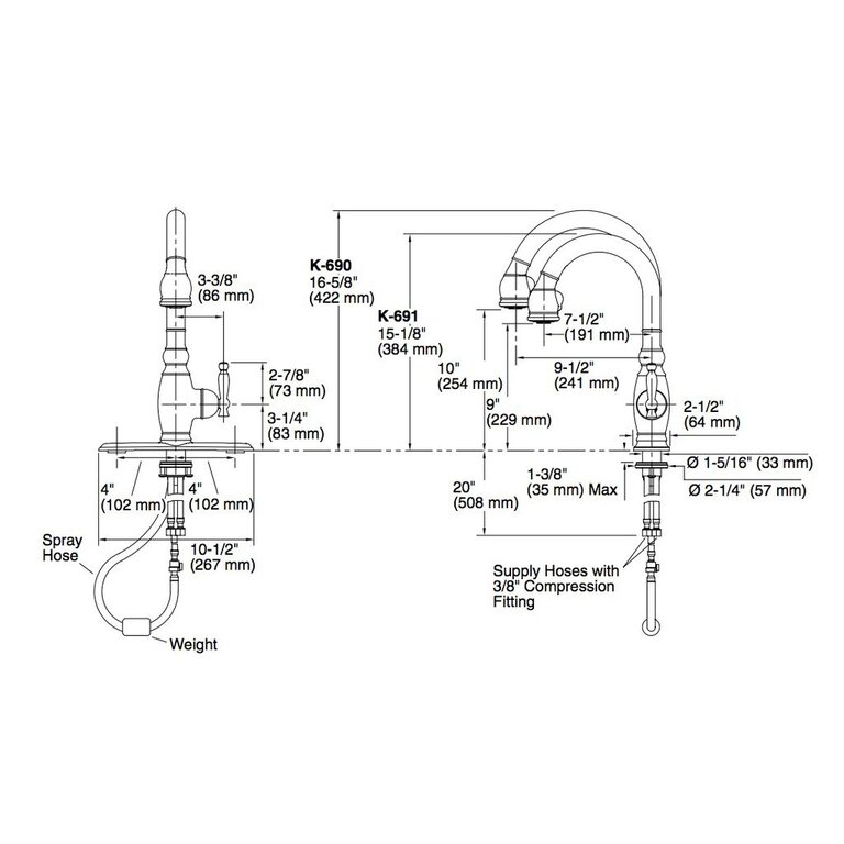 Kohler 691 G Vinnata Secondary Kitchen Sink Faucet Home Comfort