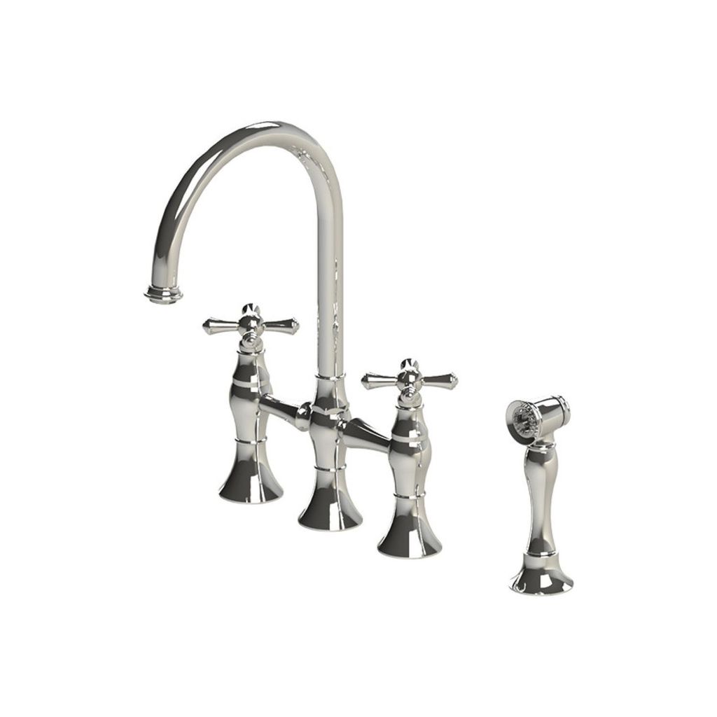 Rubinet 8ufmcchch Flemish Kitchen Bridge Faucet With Hand Spray Chrome