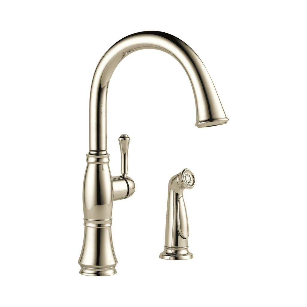 Delta 4297 Cassidy Single Handle Kitchen Faucet With Spray Polished Nickel