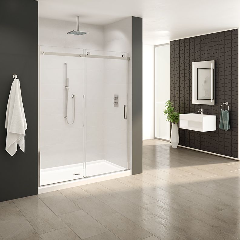 Fleurco Nh148 Horizon In Line Door And Panel Brushed Nickel Home