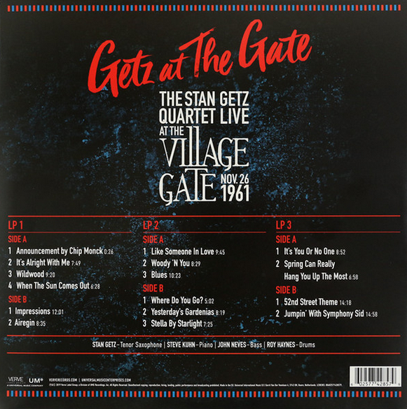 Stan Getz Quartet ‎– Getz At The Gate (Live At The Village Gate, Nov. 26, 1961)