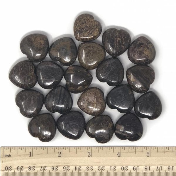  Bronzite - Hearts 25mm (20 piece parcel)