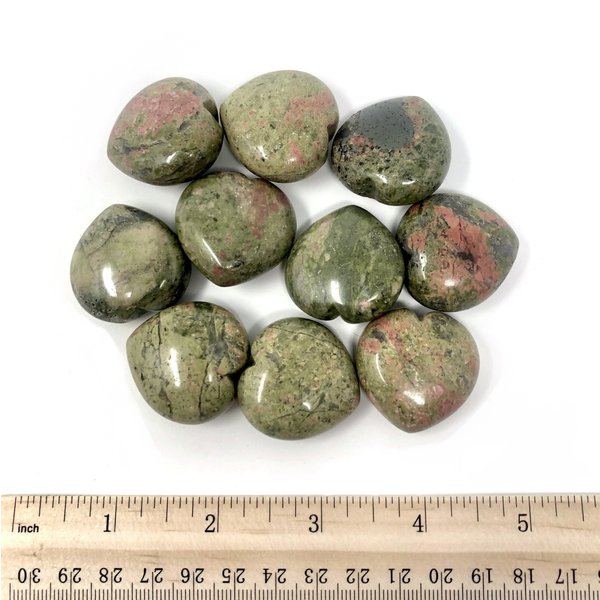  Unakite - Hearts 30mm (10 piece parcel)