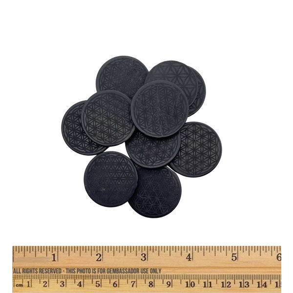  Shungite - Cell Phone Tiles - Flower of Life (10 piece parcel)