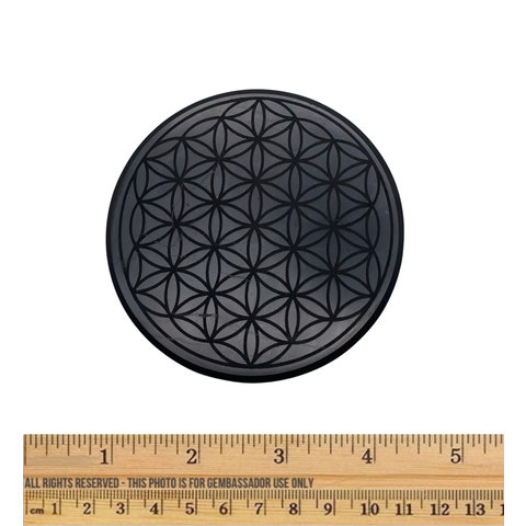 Shungite - Tile - Round (Flower of Life)