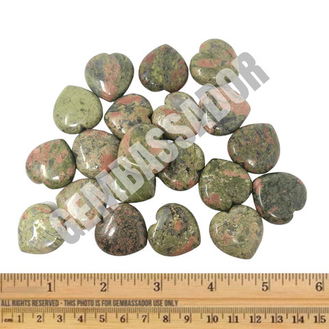 Unakaite - Hearts 25mm x 10mm (20 piece parcel)