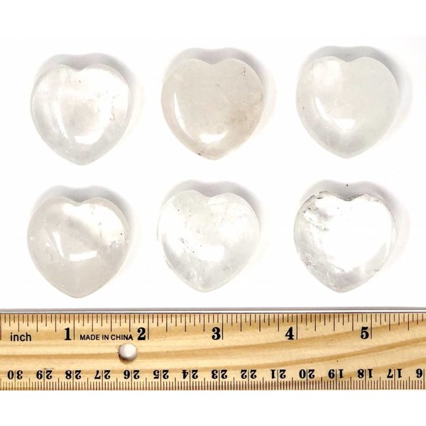  Clear Quartz - Hearts 35mm (6 piece parcel)