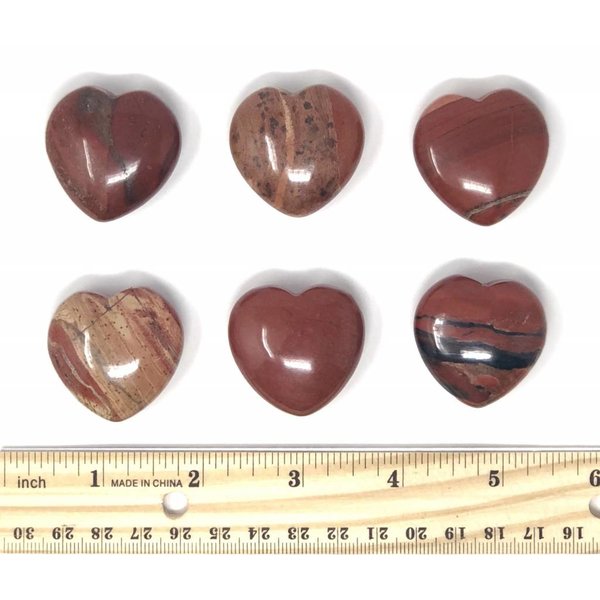  Brecciated Red Jasper - Hearts 35mm (6 piece parcel)