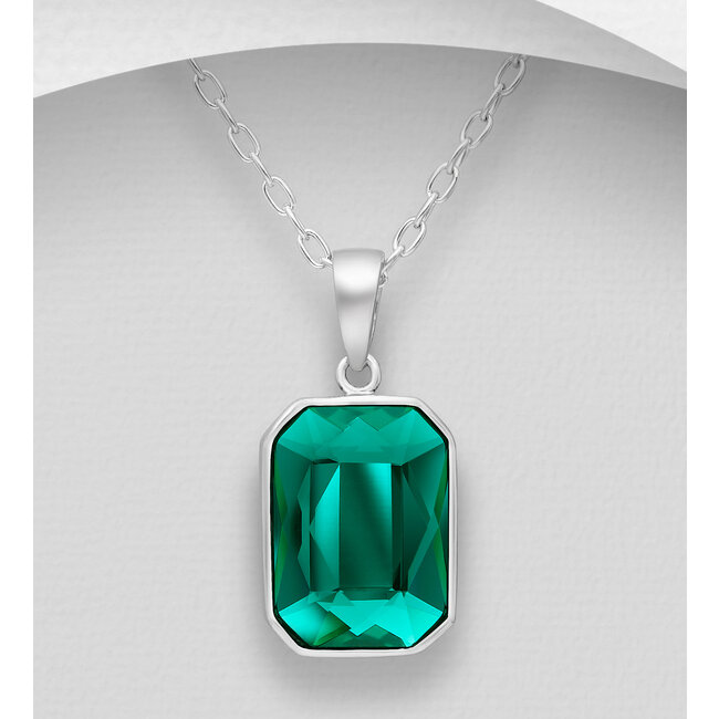 Sterling Necklace w/Austrian Crystal (More Colours)