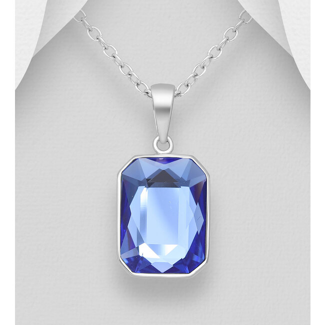 Sterling Necklace w/Austrian Crystal (More Colours)