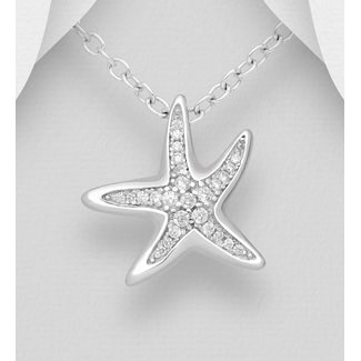 Sterling Sterling Cubic Starfish Necklace